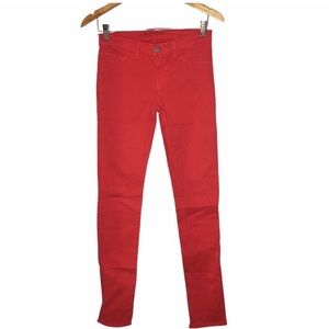 J BRAND Pencil Leg Bright Red Skinny Jeans Sz 27